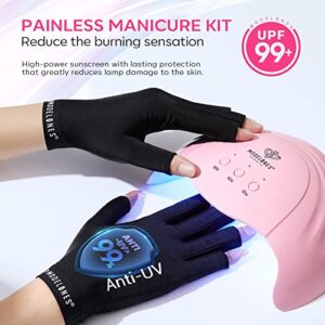 modelones Gel UV LED Nail Lamp with UV Gloves Kit, 48W Nail Dryer with 3 Timer Settings and Automatic Sensor for Cures All Nail Polish, Professional UPF99+ UV Protection Gloves for Nail Art Manicure