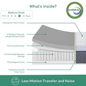 Airdown Queen Mattress,12 Inch Hybrid Mattress in a Box, Gel Memory Foam Mattress, Individually Wrapped Pocket Coils Innerspring Mattress for Motion Isolation,White