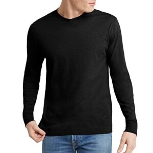 hanes originals men's tri-blend long sleeve t-shirt, black, x large