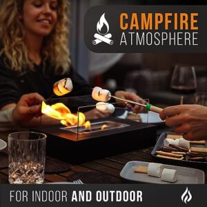 Flammtal Tabletop Fire Pit [3h Burning Time] - Table Top Firepit Indoor & Outdoor - Smores Maker with 4 Roasting Sticks - Portable Fire Pit with Adjustable Flames - Ethanol Table Top Fire Pit Bowl