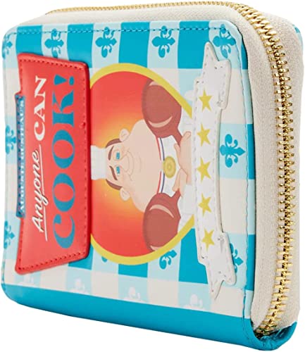 Loungefly Disney Ratatouille 15th Anniversary Gusteau's Cookbook Zip Around Faux Leather Wallet,Lightweight,Blue