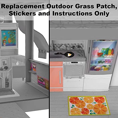 Replacement Parts for Barbie Doll Dreamhouse Playset - GRG93 ~ Replacement Outdoor Grass Patch, Stickers and Instructions