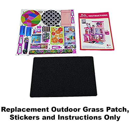 Replacement Parts for Barbie Doll Dreamhouse Playset - GRG93 ~ Replacement Outdoor Grass Patch, Stickers and Instructions