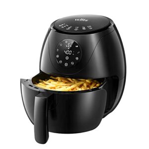 willz digital air fryer with 6 pre-set cooking programs & precise temperature control, non-stick basket and dishwasher-safe, 60 minutes timer, 3.5 qt, black