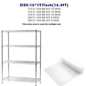 AMZABBY Wire Shelf Liner 16x197'' Clear Shelf Liner Kitchen,Cabinets,Drawer Liner, Cupboard, Under Sink, Pantry,Non-Adhesive Liner,Stain-Proof Shelf,1.2mm Thicken/Waterproof/Anti-Slip Liners
