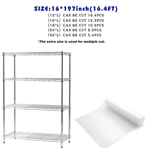 AMZABBY Wire Shelf Liner 16x197'' Clear Shelf Liner Kitchen,Cabinets,Drawer Liner, Cupboard, Under Sink, Pantry,Non-Adhesive Liner,Stain-Proof Shelf,1.2mm Thicken/Waterproof/Anti-Slip Liners