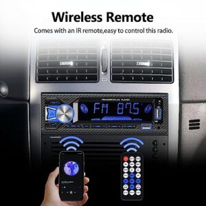 Single Din Car Stereo Marine Radio Bluetooth Hands Free Calling Car Audio Receivers with Digital LCD Display FM Car Radio MP3 Player Quick Charge USB/SD/AUX-in Built-in Microphone + Remote Control