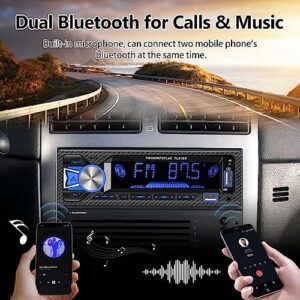 Single Din Car Stereo Marine Radio Bluetooth Hands Free Calling Car Audio Receivers with Digital LCD Display FM Car Radio MP3 Player Quick Charge USB/SD/AUX-in Built-in Microphone + Remote Control