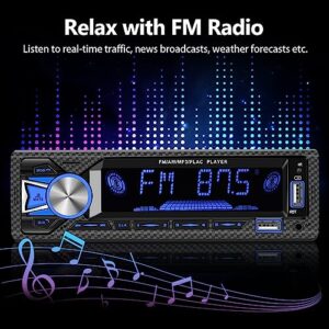 Single Din Car Stereo Marine Radio Bluetooth Hands Free Calling Car Audio Receivers with Digital LCD Display FM Car Radio MP3 Player Quick Charge USB/SD/AUX-in Built-in Microphone + Remote Control