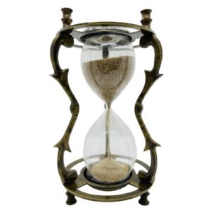 royal handicraft zig-zag antique timer vintage style brass & glass sand timer hourglass nautical maritime sand clock. dual side beautiful engraved design unique sand brown
