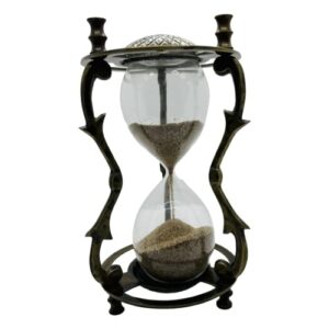 Royal Handicraft Zig-Zag Antique Timer Vintage Style Brass & Glass Sand Timer Hourglass Nautical Maritime Sand Clock. Dual Side Beautiful Engraved Design Unique Sand Brown