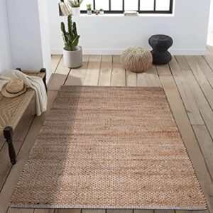 lush ambience lara premium jute area rug, jute rug for living room, bedroom, farmhouse, natural jute rug 4x6 ft braided rug