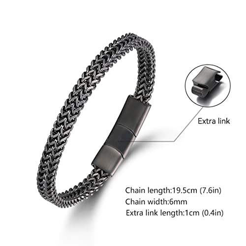 LUCKY2+7 Bracelets for Men-Stainless Steel Magnetic Clasp Franco Chain Mens Bracelet