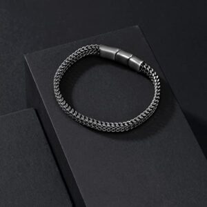 LUCKY2+7 Bracelets for Men-Stainless Steel Magnetic Clasp Franco Chain Mens Bracelet