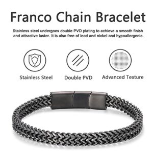 LUCKY2+7 Bracelets for Men-Stainless Steel Magnetic Clasp Franco Chain Mens Bracelet