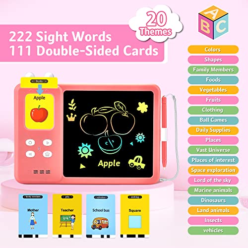 Learning Toys Gifts for Toddlers Girls 3 4 5 6 Year Olds, Talking Flash Cards Writing Tablet 222 Sight Words, Speech Therapy Sensory Autism Toys Educational LCD Drawing Doodle Board