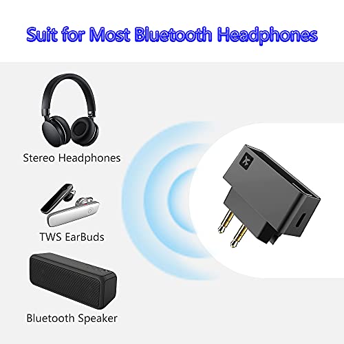 Bluetooth Flight Transmitter, Wireless 5.0 Airplane Airline Airport A2DP Adapter for Bose 700 QC45 QC35,Sony WH-1000XM5,Anker Soundcore Life Q45,Sennheiser Momentum 4,Apple Airpods Pro Max Headphones