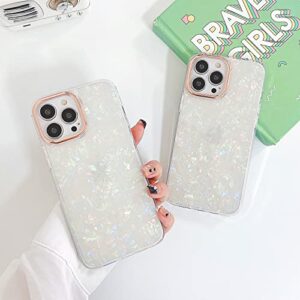 YeLoveHaw Designed for iPhone 14 Pro Case for Women Girls, Glitter Pearly-Lustre Shell Pattern Cute Phone Case, Slim Soft Frame Hard Panel Protective Cover for iPhone 14Pro 6.1'' (Colorful)