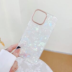 YeLoveHaw Designed for iPhone 14 Pro Case for Women Girls, Glitter Pearly-Lustre Shell Pattern Cute Phone Case, Slim Soft Frame Hard Panel Protective Cover for iPhone 14Pro 6.1'' (Colorful)