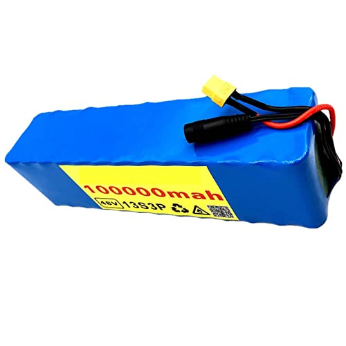 Tiahf 5pcs 48V 100Ah Ebike Battery, 13S3P Lithium Ion Scooter Battery Pack with Charger, Built-in BMS with Xt60 Plug + Charger, for 250W~1000W Motor Ebike Electric Bicycle