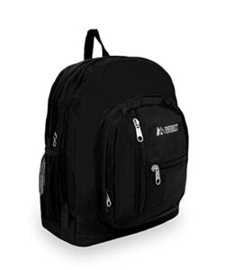 everest double main compartment backpack, black, one size