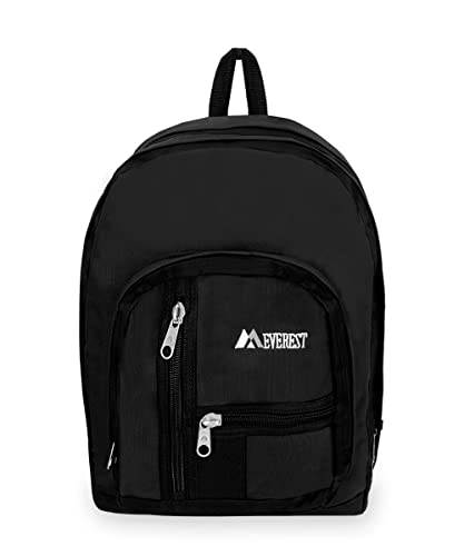 Everest Double Main Compartment Backpack, Black, One Size