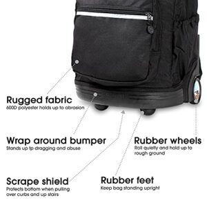 J World New York Sunrise Rolling Backpack, Black, One Size
