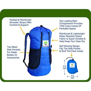 Hammock Bliss - Ultralight Travel Daypack - Lightweight Packable Backpack - Foldable Hiking Backpacks - Waterproof Compact Folding Day Pack for Travel Camping Outdoor - Only 5.25 oz