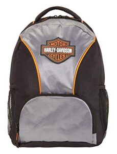 harley-davidson bar & shield logo patch backpack w/padded straps - silver/black