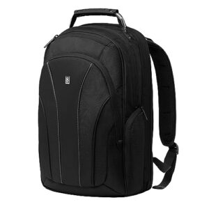 level8 laptop backpack, durable work backpack for men women, computer bag for business fits 15.6" laptop and notebook - black