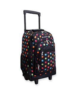 everest wheeled backpack with pattern, polkadot, one size