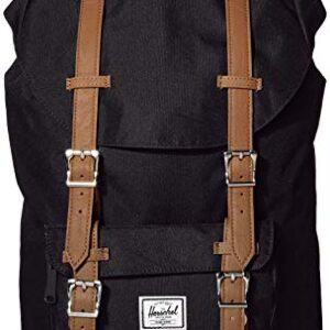 Herschel Little America Laptop Backpack, Black/Tan Synthetic Leather, Classic 25.0L