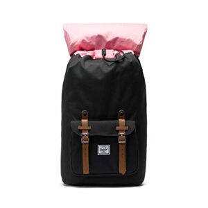 Herschel Little America Laptop Backpack, Black/Tan Synthetic Leather, Classic 25.0L