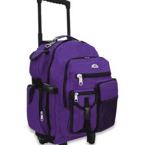 Everest Deluxe Wheeled Backpack, Dark Purple, One Size