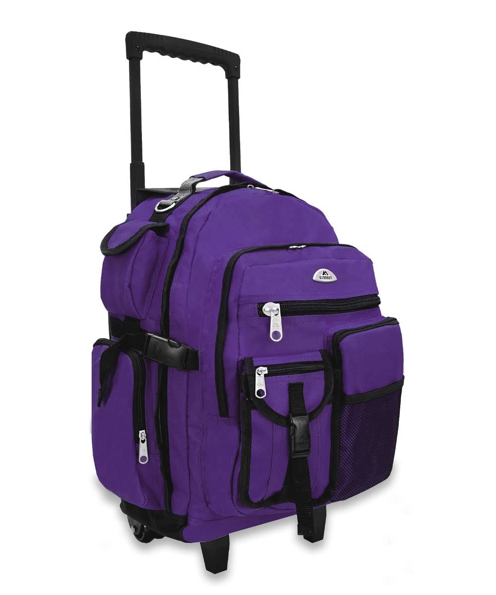 Everest Deluxe Wheeled Backpack, Dark Purple, One Size