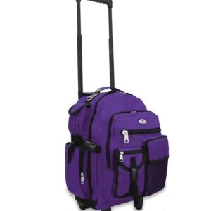 Everest Deluxe Wheeled Backpack, Dark Purple, One Size