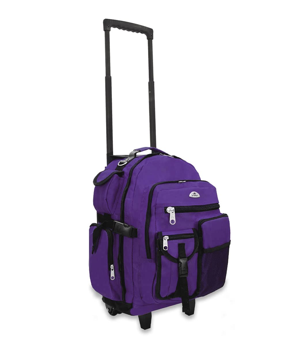 Everest Deluxe Wheeled Backpack, Dark Purple, One Size