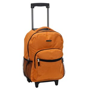 rockland double handle rolling backpack, orange, 17-inch