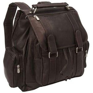 Piel Leather Double Loop Flap-Over Laptop Backpack, Saddle, One Size