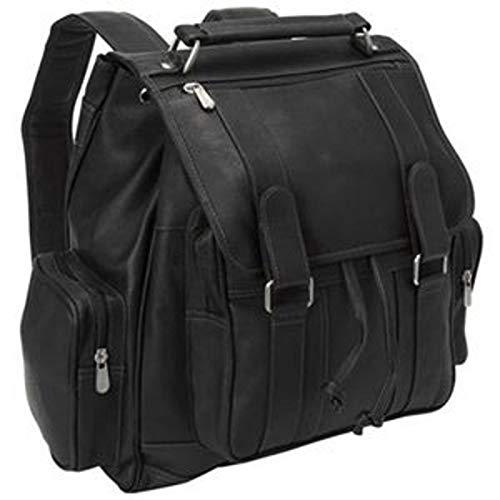 Piel Leather Double Loop Flap-Over Laptop Backpack, Saddle, One Size