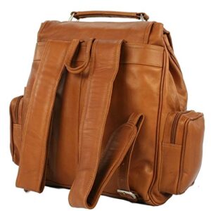 Piel Leather Double Loop Flap-Over Laptop Backpack, Saddle, One Size