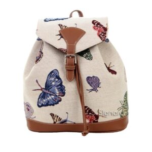 signare tapestry fashion backpack rucksack for women with butterfly design (ruck-butt)