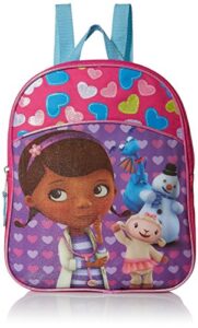 disney girls' doc mcstuffins miniature backpack, hot pink/purple/blue, 11" x 9" x 2.75"