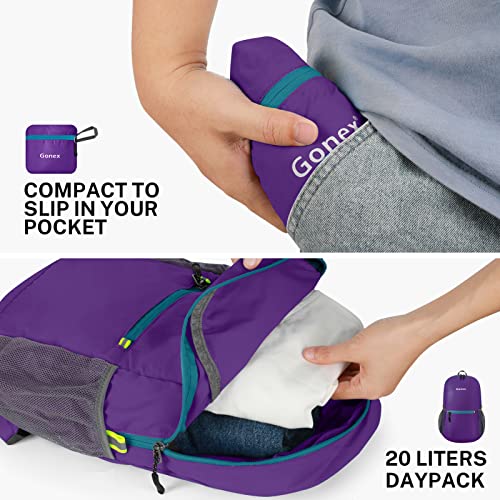 Gonex Ultra Lightweight Packable Backpack Daypack Handy Foldable Camping Outdoor Travel Cycling Backpacking(Purple)