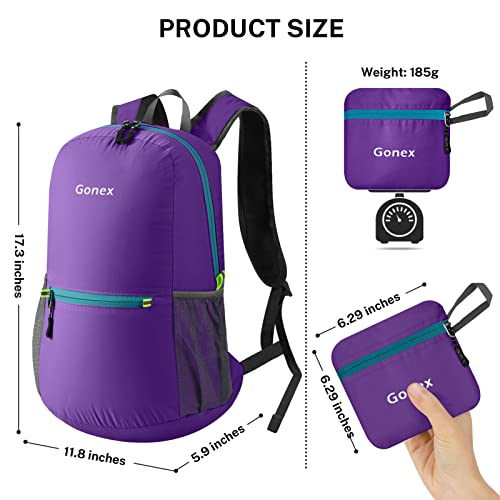 Gonex Ultra Lightweight Packable Backpack Daypack Handy Foldable Camping Outdoor Travel Cycling Backpacking(Purple)