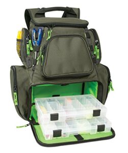 custom leathercraft wild river wt3606 multi-tackle large backpack with two 3600 style trays, one size, green