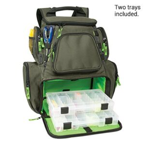 Custom Leathercraft Wild River WT3606 Multi-Tackle Large Backpack with Two 3600 Style Trays, One Size, Green