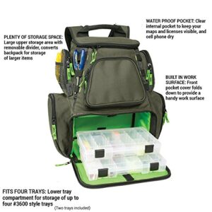 Custom Leathercraft Wild River WT3606 Multi-Tackle Large Backpack with Two 3600 Style Trays, One Size, Green