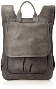 piel leather slim laptop flap backpack, charcoal, one size