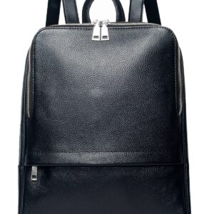 COOLCY Women Real Genuine Leather Backpack purse Fashion Bag (Black)